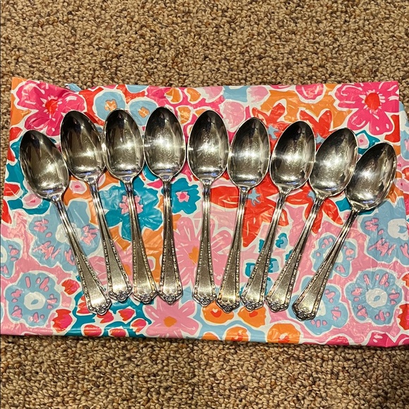 William Wm. Rogers & Son AA 1915 Hampden set of 9 Silver plated teaspoons VGUC